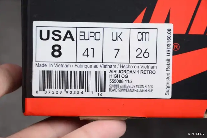 HYPE Air OG 1 Blue Retro 555088-115 Moon High Jordan 0511